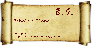 Behalik Ilona névjegykártya